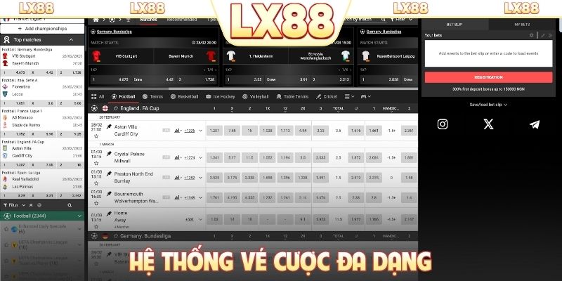 Hệ thống vé cược đa dạng